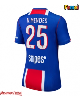 Paris Saint-Germain Nuno Mendes #25 Tricou Fotbal Replică 2026-27 Femei Acasa Paris Saint-Germain Nuno Mendes #25 Tricou Fotbal Replică 2026-27 Femei Acasa